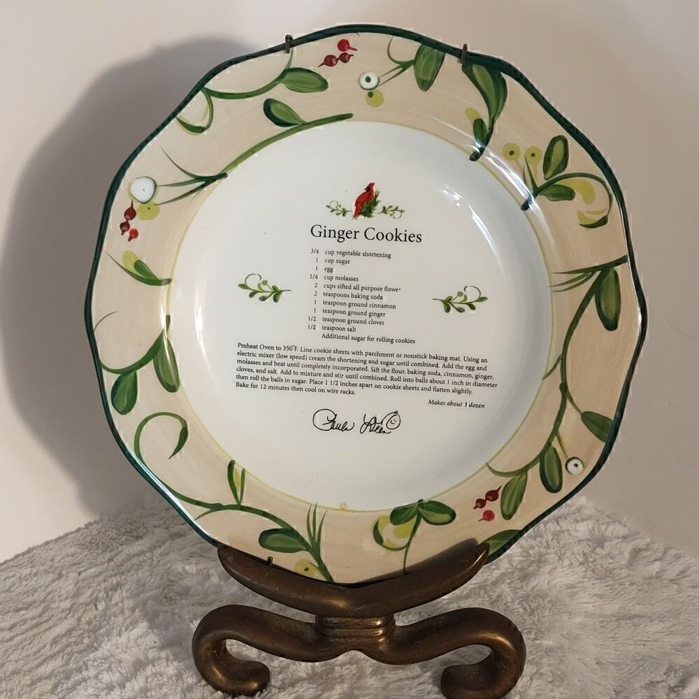 Paula Deen Home For The Holidays "Ginger Cookies" Recipe Plate